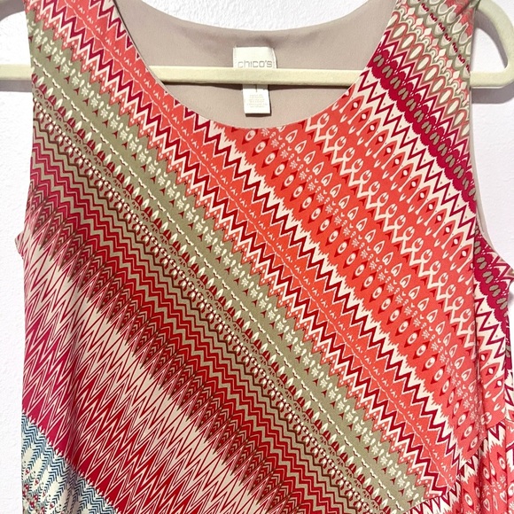 Chico's Pink Sleeveless maxi Asymmetrical pattern Sundress 1 - Picture 3 of 8